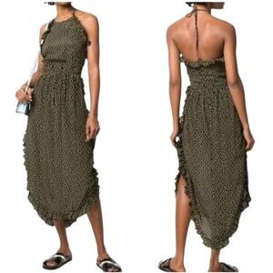 NWOT See by Chloe Ruffled Polka Dot Halter Midi Dress - Sz 4